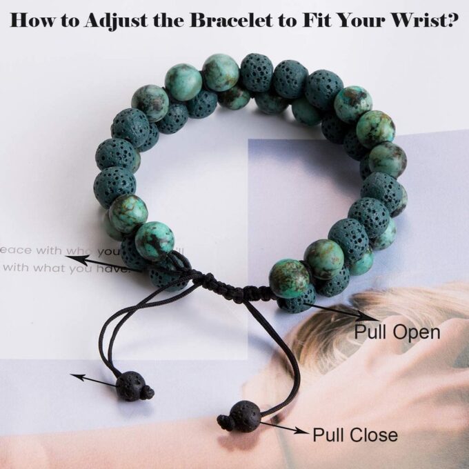 Lava Stone Anxiety Bracelet - Dark green - Image 2