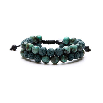 Lava Stone Anxiety Bracelet - Dark green