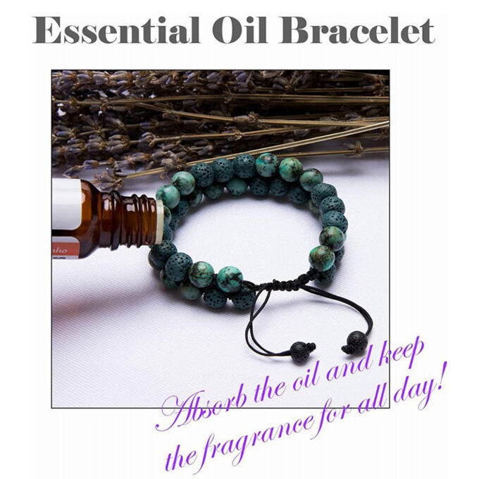 Lava Stone Anxiety Bracelet - Dark green - Image 5