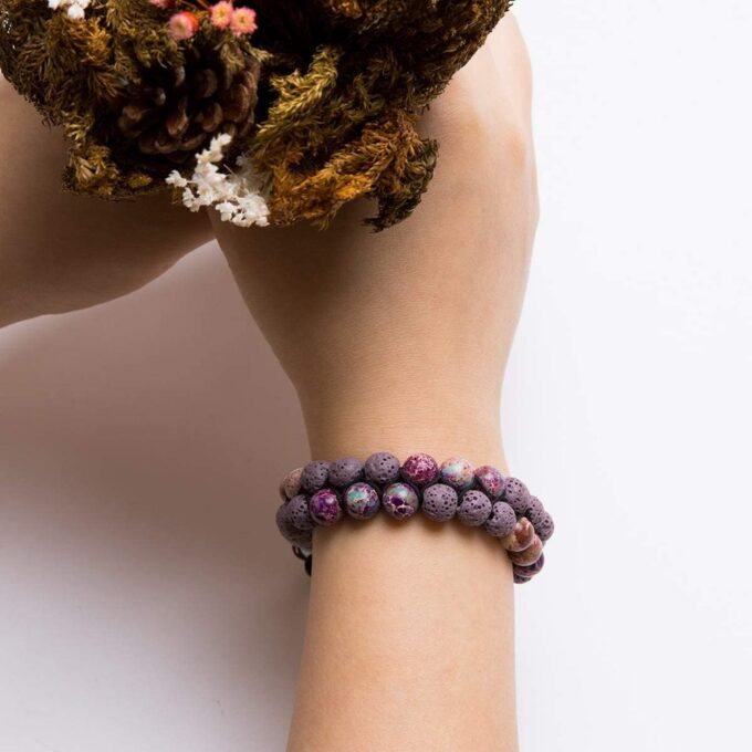 Lava Stone  Anxiety Bracelet - Purple - Image 6
