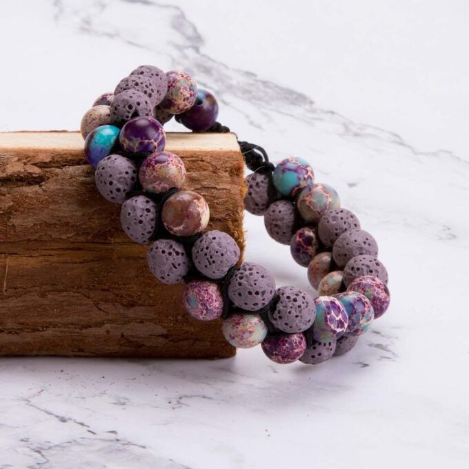 Lava Stone  Anxiety Bracelet - Purple - Image 4