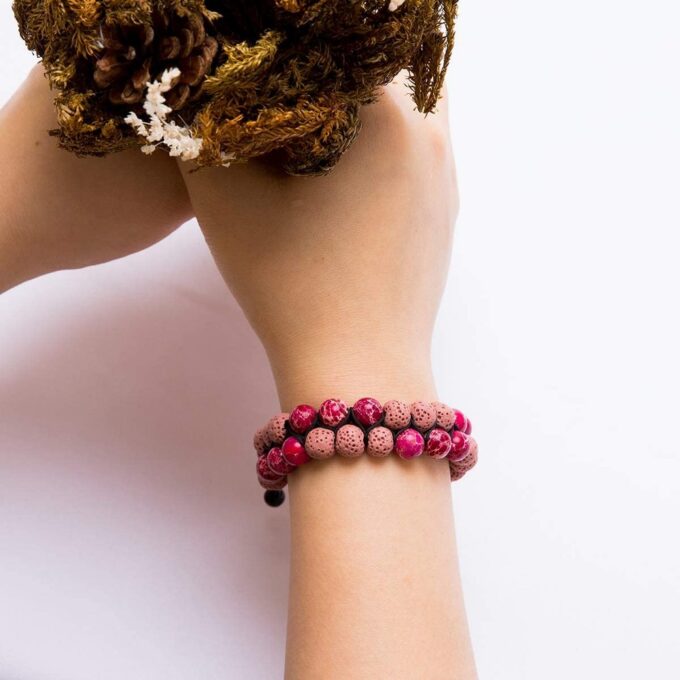Lava Stone Anxiety Bracelet - pink - Image 5