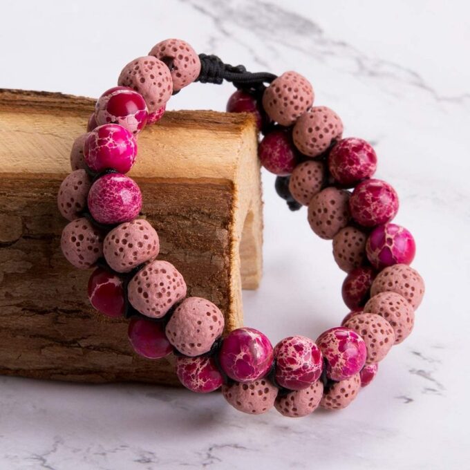 Lava Stone Anxiety Bracelet - pink - Image 2