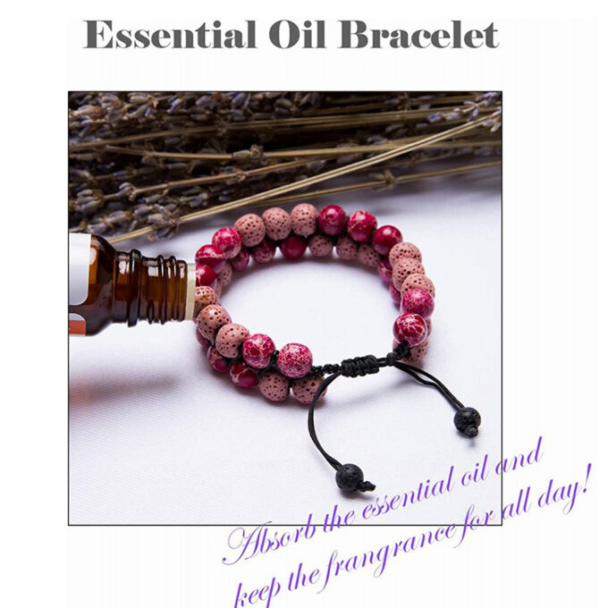 Lava Stone Anxiety Bracelet - pink - Image 3