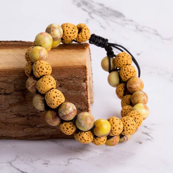 Lava Stone Anxiety  Bracelet - yellow - Image 4