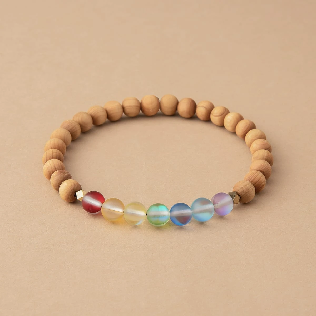 Glow Glass Chakra Wood Bracelet