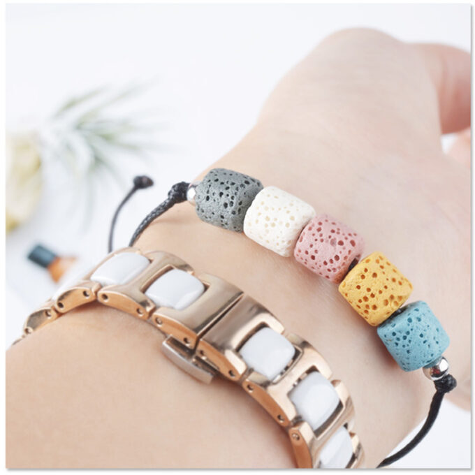 Rainbow Lava Rock Adjustable Anxiety Bracelets - Image 7