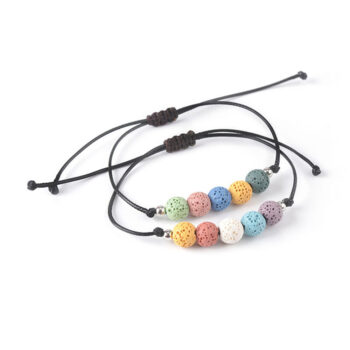 Rainbow Lava Rock Adjustable Anxiety Bracelets
