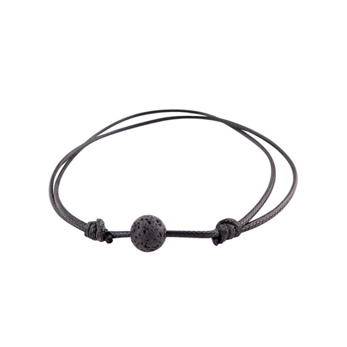 Single Lava Rock Adjustable Anxiety Bracelet