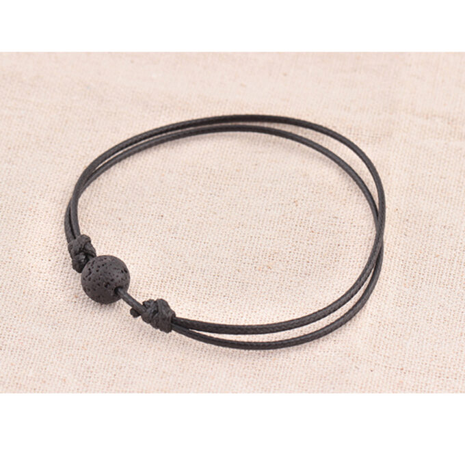 Single Lava Rock Adjustable Anxiety Bracelet - Image 3